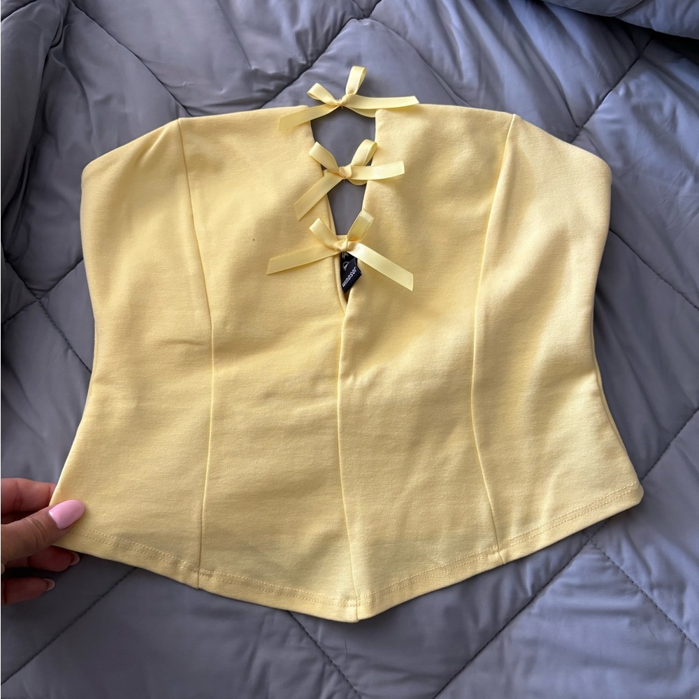 Yellow Bow Detail Women's Top